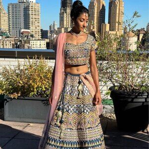 Hand-stitched Indian lehenga - plus jewelry